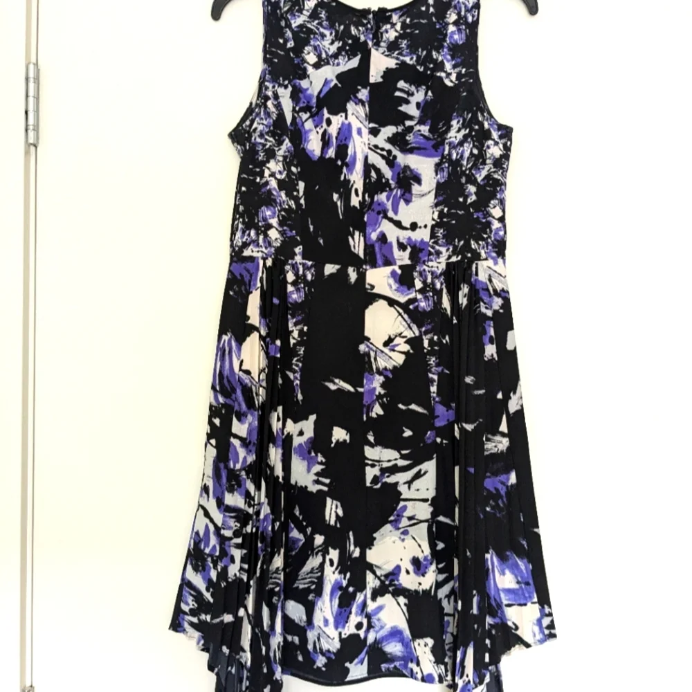 EUC Simply Vera Black Purple Pleated Sleeveless Dress, WS - Picture 6 of 7